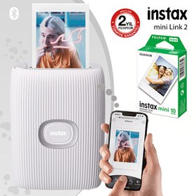 Resim Fujifilm Instax Mini Link 2 Beyaz Akıllı Telefon Yazıcısı Ve 10'lu Mini Film Fujifilm