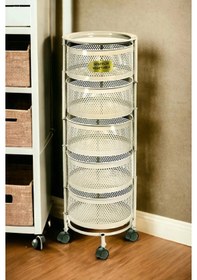 Resim 5 Katlı Krem Yana Açılır Tekerlekli Patates Soğan Sepeti Sebze Me 