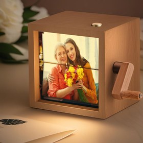 Resim Personalized 16 Photo Flipbook with Music - Hand-Twisted Illuminated Album Frame - Walnut / Dark 