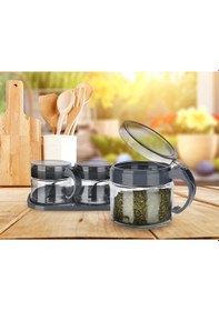 Resim Baharat Seti 3 Adet Kaşıklı Standlı Cam Baharatlık 