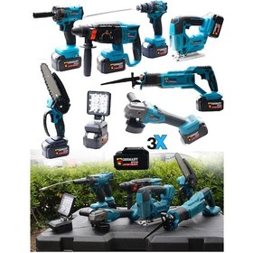 Resim Germany Style PRO-QT3 Akülü 8'li Süper Set (Taşlama + Matkap + Kırıcı + Bijon Sökme + Tilki Kuyruğu + Budama Testeresi ) 