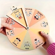 Resim Ahşap Duygu Çarkı - Renk Kodlu Emosyon Tablolu (Mutluluk, Üzüntü, Öfke, Korku, Iğrenme, Şaşkınlık, Onaylamama) Duygusal Yönetim Aracı & Oyun - Ev Ofis Seanslar için Eğitici Masa Süsü - Doğum Günü/Mezuniyet/Tatil Hediyesi Dayanıklı ve Taşınabilir 