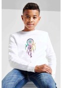 Resim Düş Kapanı Baskılı Unisex Çocuk Beyaz Sweatshirt (528539147) Beyaz 