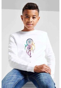 Resim Düş Kapanı Baskılı Unisex Çocuk Beyaz Sweatshirt (528539147) Beyaz 