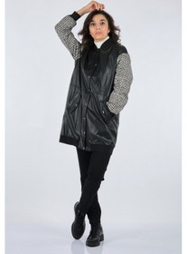 Resim Seleste 212k3137 Bisiklet Yaka Ekose Uzun Kollu Kadın Kaban 