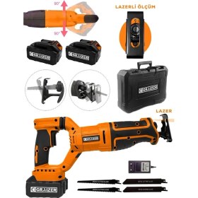 Resim 180 Derece Döner Başlıklı Şarjlı Kömürsüz Çelik Şanzıman Kemik Kesme Tilki Kuyruğu Testere-Turuncu 