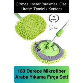 Resim Premium Mikrofiber Araba Yıkama Fırçası Mop Paspas Temizleme Uzun Saplı Detaylı Çiziksiz Uzayabilen 