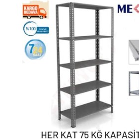 Resim Mekoraf 43 X 93 5 Katlı 2 Metre Yükseklik Raf Sistemi Gri 