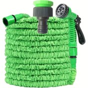 Resim 3X Uzatılabilir Bahçe Hortumu, 7'li Ayarlı Nozul ile 7.5/15/30 Metre Uzayabilen Su Borusu, Sağlam Yapılı, Bahçeleri Sulamak, Arabaları Yıkamak ve Evcil Hayvanları Temizlemek için Uygun, Çim Sulama İçin Esnek Yeşil Hortum Bağlantı Parçası 