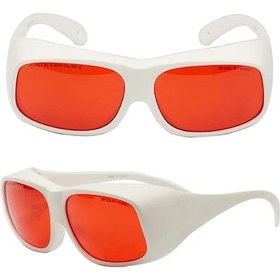 Resim Güzellik Ekipmanları İçin Lazer Güvenlik Gözlüğü Lazer Gözlükleri Beyaz Çerçeve/turuncu Lensler 532nm Od6+ 