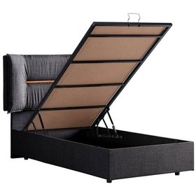 Resim Setaymobilya Baza, Lizbon Tek Kişilik Baza + Başlık + Comfort Yatak, Antrasit 