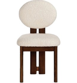 Resim Coco İskandinav Teddy Natural Ahşap Bohem Sandalye Ceviz - Beyaz 