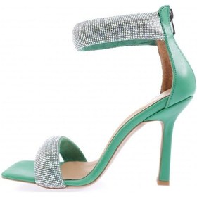 Resim Dgn 8044-23y Kadin Silver Taşli Bilekten Bağli Topuklu Sandalet 8044-2219-R1938 Yeşil 