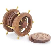 Resim Pirinç Dümenli Ahşap Bardak Altı W720 Çok Renkli 