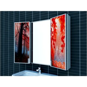 Resim ARTİLA Işıklı Kapaklı Kızıl Orman Lavabo Üstü Banyo Dolabı 120 X 90 