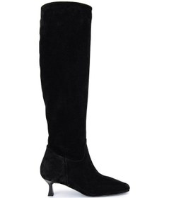 Resim Tamer Tanca Kadın Hakiki Deri Siyah Süet Topuklu Çizme 1078 022 Bn Czm Sk24-25 Sıyah Suet Siyah Süet 