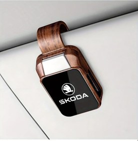 Resim Honeybeeshop Kahverengi Araç İçi Güneşlik Gözlük Tutucu Skoda Octavia Kodiaq Fabia Superb Karoq Yeti 