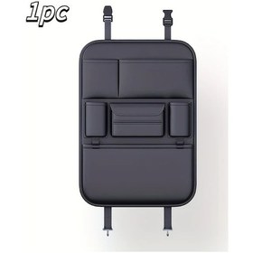 Resim Xuweiwei Siyah Suv Ve Sedanlar İçin Deri Görünümlü Arka Koltuk Organizatörü - Katlanır Masa Tablet Laptop Tutucu Saklama Çantası 