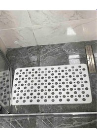 Resim Vantuzlu Banyo Ve Duşa Kabin Dikdörtgen, Küvet İçi Kaydırmaz Vantuzlu Banyo Paspası Beyaz Beyaz 