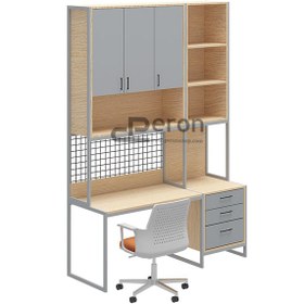 Resim Depo Geniş Personel Masası - gri (Ral 7040) / meşe/gri / 120cm 