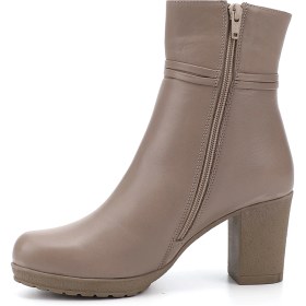 Resim Gönderi R Kadın Bej Fermuarlı Kalın Topuklu Hakiki Deri Bot Gkzb13451495 Bej 