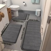 Resim 3 adet Lüks Ultra-Yumuşak Kaymaz Banyo Mat Seti, Hızlı Kuruyan Mercan Polar Banyo Halıları, Solmaya Dayanıklı Konfor Zemin Matları, Ev Dekoru, Makine Yıkanabilir Çamaşır Halıları, Kapalı Giriş Yolu Matları - PVC Destekli Polyester, Kaymaz Teknoloji, Banyo Dekoru ve Aksesuarları 