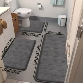 Resim 3 adet Lüks Ultra-Yumuşak Kaymaz Banyo Mat Seti, Hızlı Kuruyan Mercan Polar Banyo Halıları, Solmaya Dayanıklı Konfor Zemin Matları, Ev Dekoru, Makine Yıkanabilir Çamaşır Halıları, Kapalı Giriş Yolu Matları - PVC Destekli Polyester, Kaymaz Teknoloji, Banyo Dekoru ve Aksesuarları 