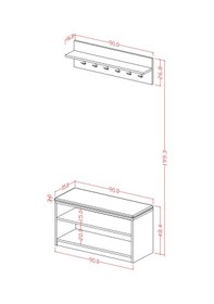 Resim Asra Trend MDF Puflu Ayakkabılık ve Askılık – 90 cm Portmanto Seti, Modern, 2 Raflı, A-34 Sonoma 