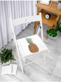 Resim RealHomes Ananas Desenli Dijital Baskılı Fermuarlı Sandalye Minderi 