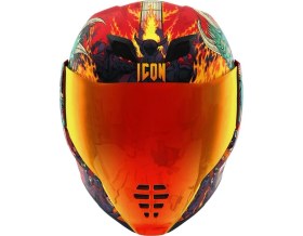 Resim Icon Airflite Blegh Mıps Kapalı Motosiklet Kaskı Siyah Yeşil Turuncu 