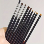 Resim Göz farı ve eyeliner için ince detaylı at kılı göz fırçaları, hassas makyaj uygulaması için 4 parça set 