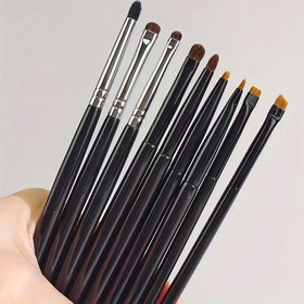 Resim Göz farı ve eyeliner için ince detaylı at kılı göz fırçaları, hassas makyaj uygulaması için 4 parça set 
