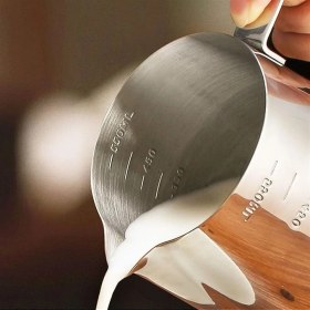 Resim Paslanmaz Çelik Sütlük - Barista Süt Isıtıcı & Köpürtücü | Art Pitcher | Küçük & Büyük Boy Seçenekli, Ocak Üstü Çelik Süt Potu (550 Ml) 