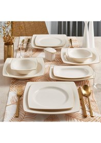Resim Güral Caroline 54 Parça 12 Kişilik Kare Yemek Takımı Altın Yaldız 20 Diğer 