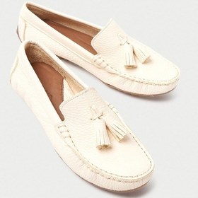 Resim Mubiano Hakiki Deri 201-bj Püsküllü Oval Burunlu Kadın Bej Babet & Loafer Ayakkabı Bej 