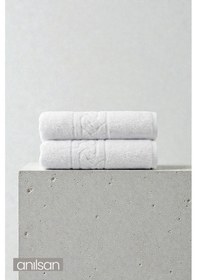 Resim 2'li Rita Banyo Havlusu - 70x140 Cm, 240gr, %100 Pamuk, Spa Ve Otel Havlusu, Günlük Kullanıma Uygun Beyaz 