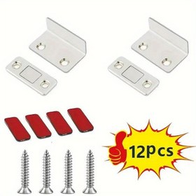 Resim 12 adet Manyetik Kapı Tutucuları - Görünmez Güçlü Yapıştırıcı, Delme Gerektirmeyen Kurulum, Dikişsiz Çıkarma - Dolaplar, Dolaplar, Kayar Kapılar için İdeal - Ev Dekorasyonu Donanımı, Kolay Kurulum, Kompakt ve Verimli Tasarım - 2 Set/2 Adet, Gümüş, Manyetik Kapı Tutucu|Modern Kapı Tutucu|Dayanıklı Kapı Tutucu, Manyetik Kapı Durdurucu 