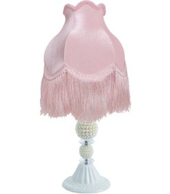 Resim Kadife Kaplı Broş Dekorlu Pembe Vintage Abajur AB012245 Diğer 