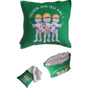 Resim Caisya Butik Işçisin Sen Işçi Kal Baskılı Wellsoft Diz Battaniyeli Opsiyonel Yastık Şal 