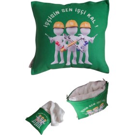 Resim Caisya Butik Işçisin Sen Işçi Kal Baskılı Wellsoft Diz Battaniyeli Opsiyonel Yastık Şal 
