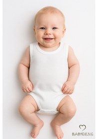 Resim Babyden's 5 Li Set Bebek Kolsuz Zıbın %100 Pamuk Beyaz Çıtçıtlı Atlet Body 0-24 Ay Unisex İç Giyim Beyaz 