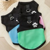 Resim Köpekler için Kolsuz Tank Yelek, Pati Baskılı Tasarım, D-Halka Tasma Bağlantısı, Nefes Alabilir Mesh Paneller ve Renk Bloklu Kayışlar - %100 Polyester, Orta/Küçük Köpekler İçin, İlkbahar Yaz Sonbahar 