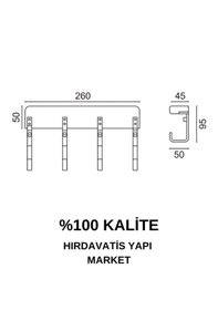 Resim Çelik Banyo Paslanmaz Pirinç Selvi 4 Lü Askılık Ahşap 