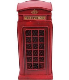 Resim Dekoratif Metal Telefon Kulübesi Kumbaralı Biblo Hediyelik Kumbara 