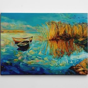 Resim Kayık Ve Göl Kanvas Tablo 35 X 50 Cm 