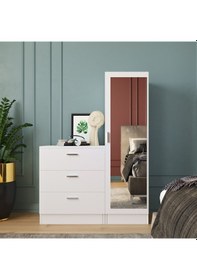 Resim Robin Home Lyana Aynalı Şifonyer Gardırop Beyaz 