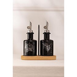 Resim Marbella Bambu Stantlı 2'li Yağlık-sirkelik Seti Siyah 200 Cc 