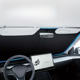 Resim For Tesla için 1 Saniyelik Anında Soğutma Araba Güneşlik - %99 UV Koruma, Katlanabilir ve Taşınabilir Tasarım, Hızlı Soğutma Teknolojisi, Mavi Detaylı Beyaz İç Mekan, Model Y/3 ile Uyumlu, Sürüş Konforunu Artırır, Araç Soğutma Aksesuarı, Modern Araç Aksesuarı, Yüksek Kaliteli Malzeme 