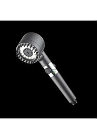 Resim Tg Tek-iş Global Turbo Fanlı Yüksek Basınçlı Duş Başlığı Stop Tuşlu Su Tasarruflu Pervaneli El Duşu Mat Gri Mat Gri 