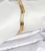 Resim BURCU MODA 316L Çelik Gold Renk 65 mm Ajda Zikzak Model 3lü Kadın Bileklik 